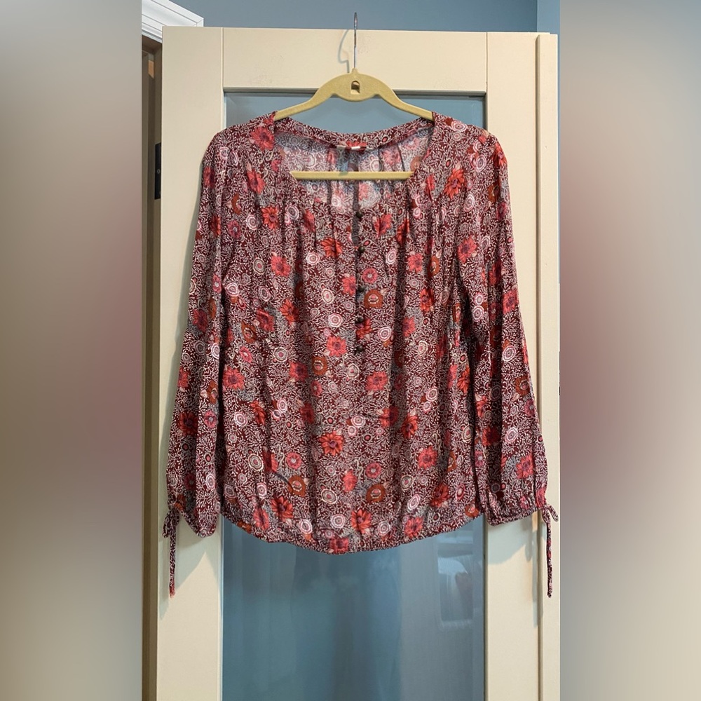 ❤️🌸Lucky Brand Floral Button Front Blouse
